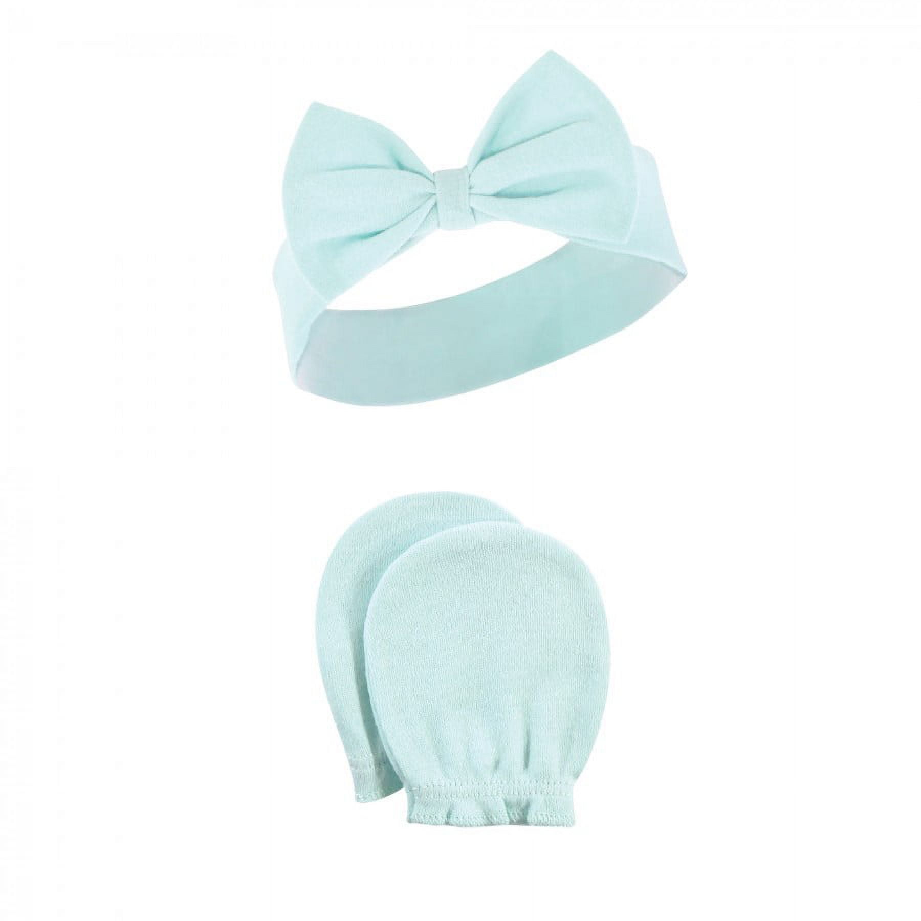 Hudson Baby Infant Girl Cotton Headband and Scratch Mitten