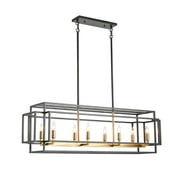 Magic Home Industrial Traditional Vantage 8 - Light Kitchen Island Linear Rectangle Chandelier Ceiling Mount E12 Adjustable Hanging Height Black