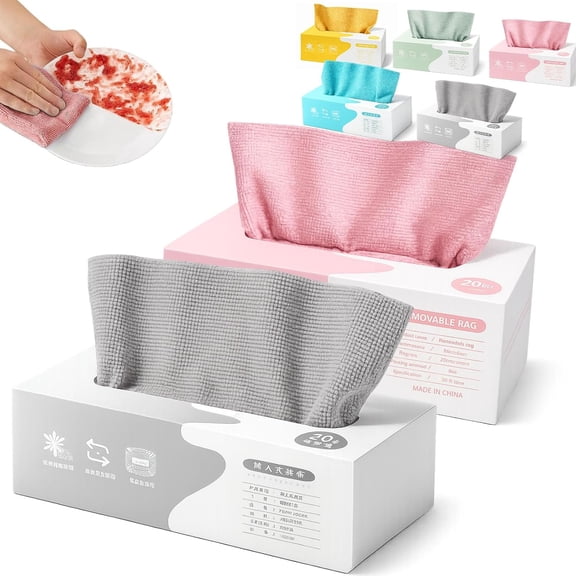 Microfiber Cleaning Cloth in Box, 7.9×7.9" Microfiber Cleaning Rags - Pull-Out, Reusable, Lint-Free & Absorbent Shop Towels for Kitchen, Car Care & Dusting