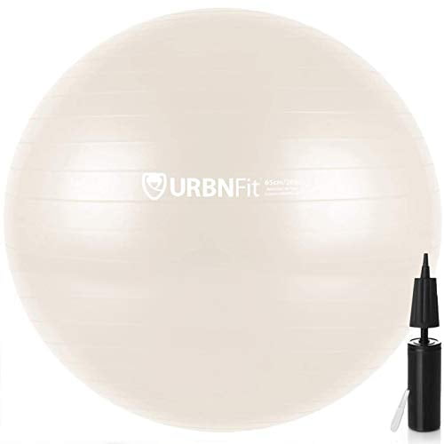 URBNFit 75M Exercise Ball for Fitness, Stability, Balance & Yoga, Workout Guide & Quick Pump Included, Anti Burst, White