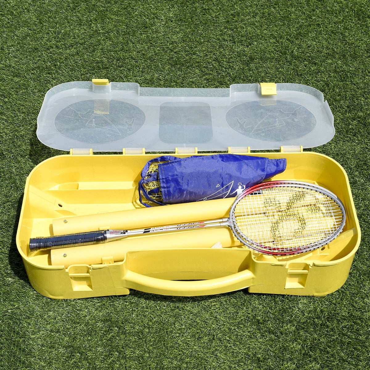 Goplus Portable Badminton Set Tennis Badminton Volleyball Net w/ Stand Case