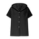 thumbnail image 4 of Camisa corta con solapa y botones para mujer, manga corta, color liso, top informal de playa con bolsillo, ligera y transpirable, 4 of 6