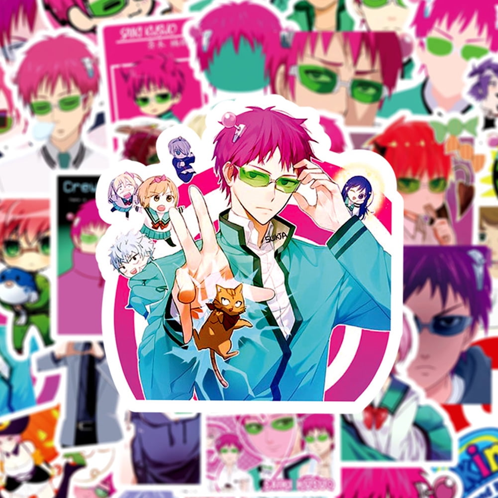 50pcs Anime The Disastrous Life of Saiki K. Saiki Kusuo Sticker PVC  Skateboard Luggage Guitar Kid Boy Waterproof Sticker - Walmart.com