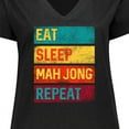 thumbnail image 4 of Inktastic Eat Sleep Mah Jong Repeat Women's Plus Size V-Neck T-Shirt, 4 of 5