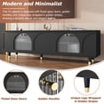 thumbnail image 4 of Miekor Furniture Contemporary TV Stand with Adjustable Shelves for TVs Up to 78'', Stylish Media Console with Gold Handles and Arch Fluted Glass Doors, Delicate Entertainment Center B3A590, 4 of 8