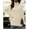 thumbnail image 2 of GHSDFBB Chandail à Col Roulé Surdimensionné d'Automne pour Femme, Décontracté, Manches Chauve-Souris Longues, Tunique à Ourlet Fendu, Tricot, Chandail, Jumper, Hauts, 2 of 4