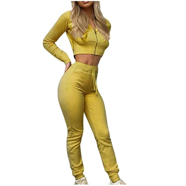 Tops para mujer Camisas Blusas Elegantes Camisas casuales de manga larga Cuello en V Pantalones largos Traje de dos piezas sólido Odeerbi ODB-5