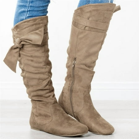 

Tangnade Boots for Women on Sale Women s Ladies Fashion Beautiful Knotted Knee-high Long Boots Low Heel Shoes