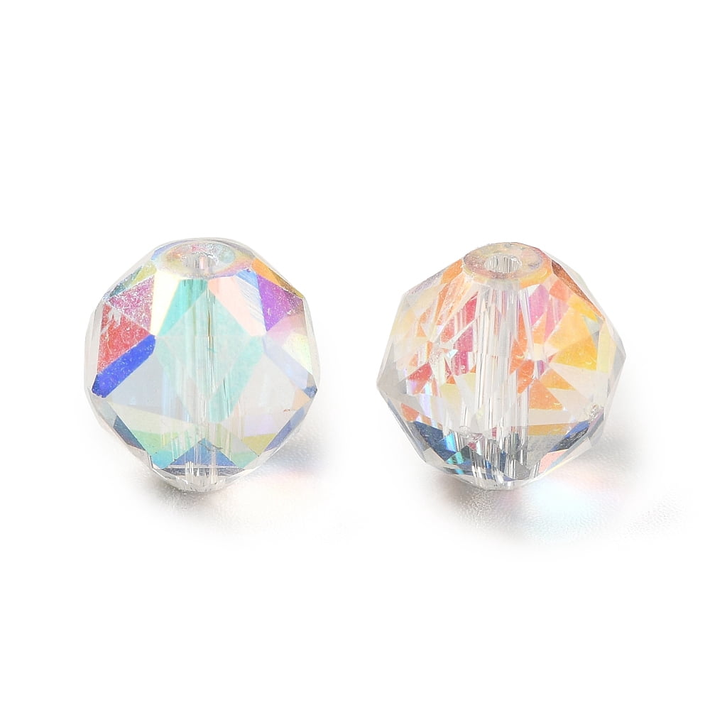 Glass K9 Glass Imitation Austrian Crystal Beads Faceted Round Clear AB 10x9mm Hole: 1mm