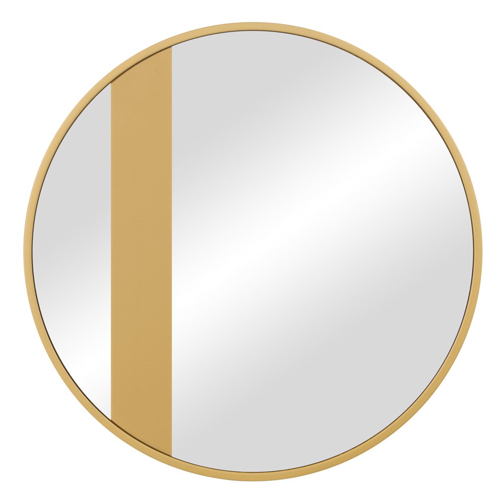 Gold Trim and Band Modern Round Wall Mirror 22"x22" by Patton Wall