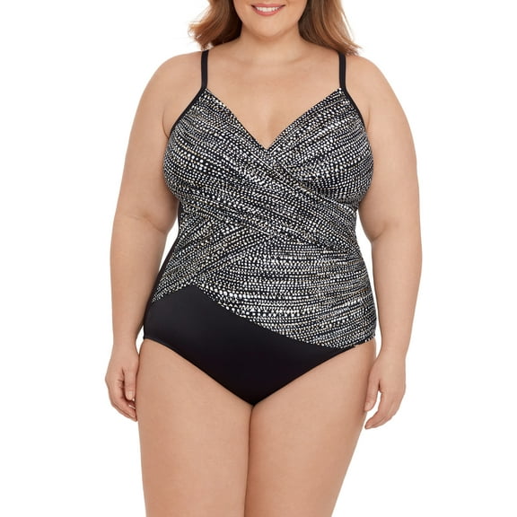 Embrace Your Curves Women's V-Neck Dot Print Eyc Swim, 1 Piece