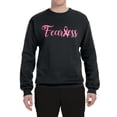 thumbnail image 2 of Wild Bobby, Fearless Pink Ribbon Support Warrior Women, Breast Cancer Awareness, Unisex Crewneck Graphic Sweatshirt, Black, XX-Large, 2 of 5