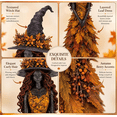 thumbnail image 6 of Enchanted Midnight Witch Figurine,12.2*4.3 Inch Hand-Painted Resin Fall Witch Figurine with Floral Witch Hat for Indoor Autumn and Halloween Tabletop Hobby Display, 6 of 9