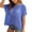Blue, variant on Womens Summer Scoop Neck Short Sleeve Sweater Knitwear Casual Crochet Hollow Out Knit Tops Pullover Shirts Beach Cover Up Boho Solid Color