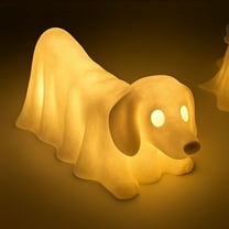 Gallickan Dachshund Night Light, Ghost Theme Halloween Decor, Cute Statue for Home, USB Operated, Quirky Bedroom, Pet Lover Item, A