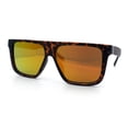 thumbnail image 4 of Mens Mirrored Lens 90s Flat Top Horn Rim Plastic Urban Sunglasses [Matte Tortoise - Orange Mirror], 4 of 8