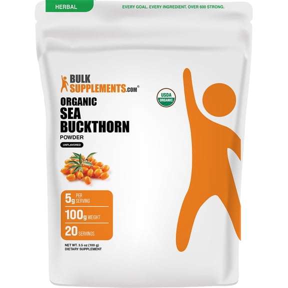 BulkSupplements Organic Sea Buckthorn Powder - 100 Grams (3.5 oz)