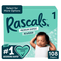 Rascals Premium Diapers, Size 1, 108 Count (Select for More Options)
