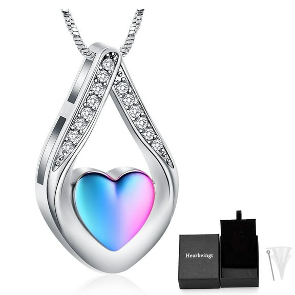 Cremation Jewelry Teardrop Urn Necklace for Ashes for Women Men Memorial Heart Urn Locket Pendant Ashes Keepsake Necklace Urn Pendant Cremation Memorial Jewelry