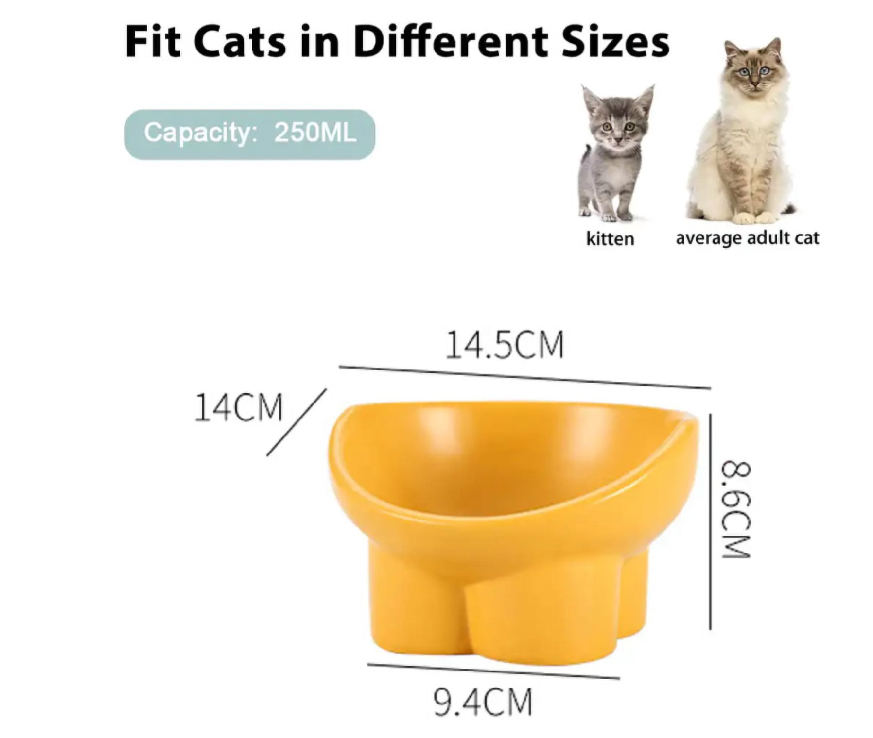 Elevated Cat Bowls Ceramic Raised Cat Food Bowl for Protecting Pet's Spine-orange