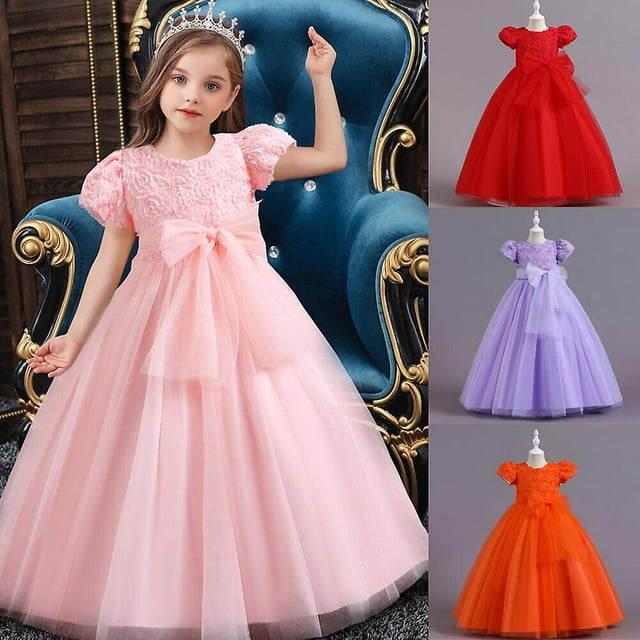 350 Enfants Filles Princesse Longue Robe Concours Mariage Maxi Fête Bal Robe Fleur