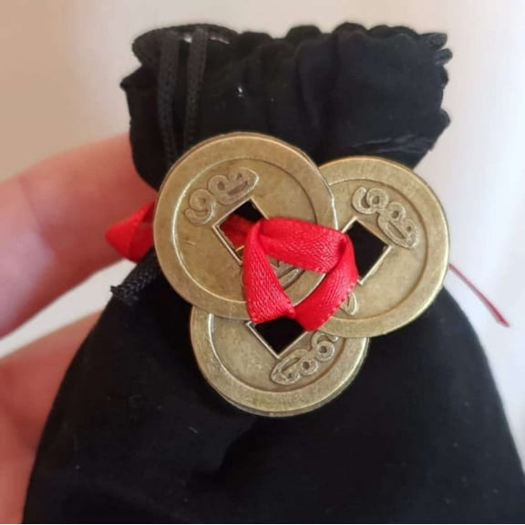 Feng Shui crystals for your money corner, 3 chinese coins, wealth and prosperity corner