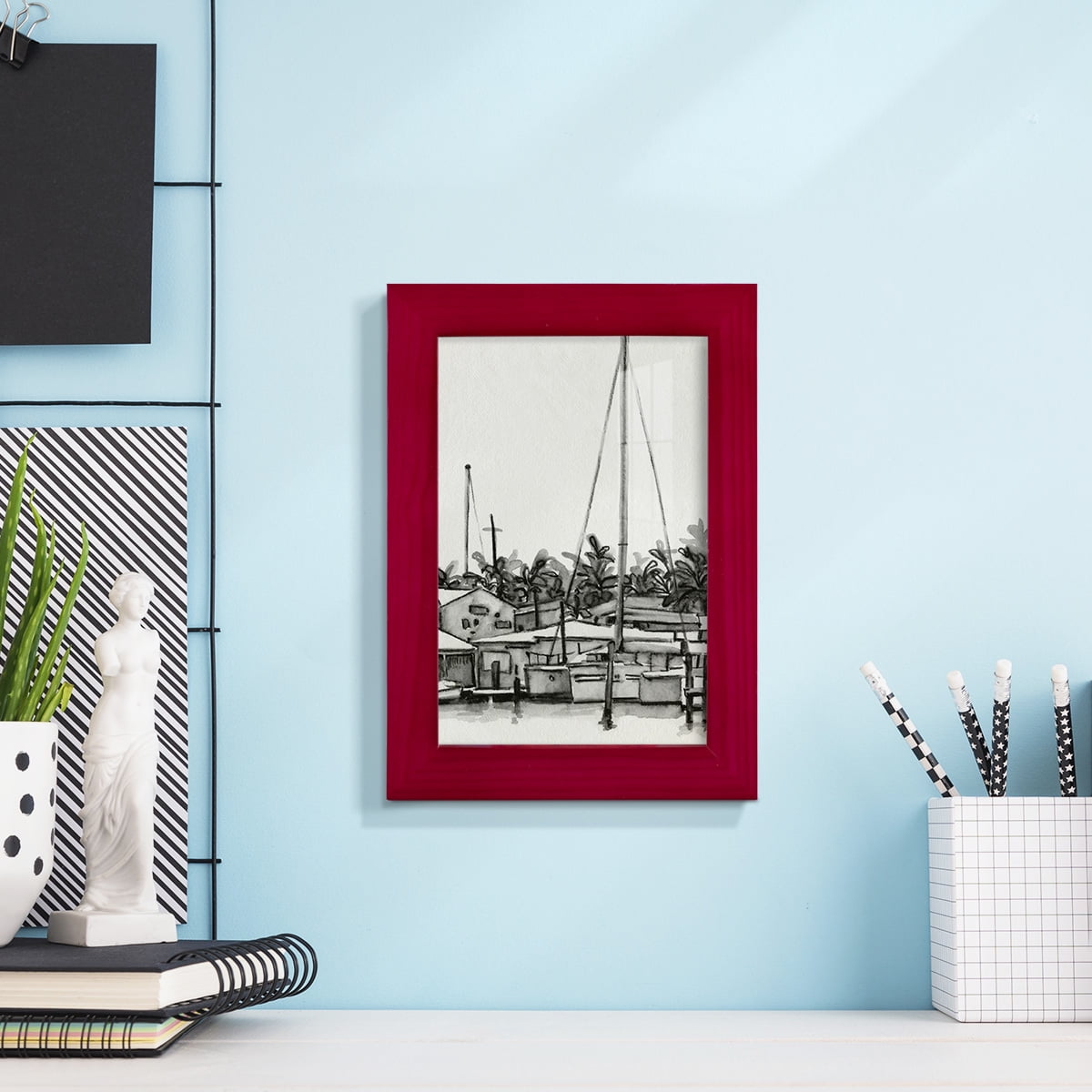 Neutral Tropics III - Framed Print w/glass - Cherry Red