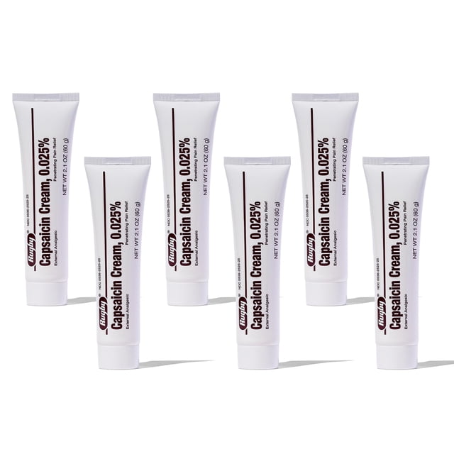 Capsaicina Cream Rugby 0,025% 60 g (paquete de 6) para aliviar el dolor