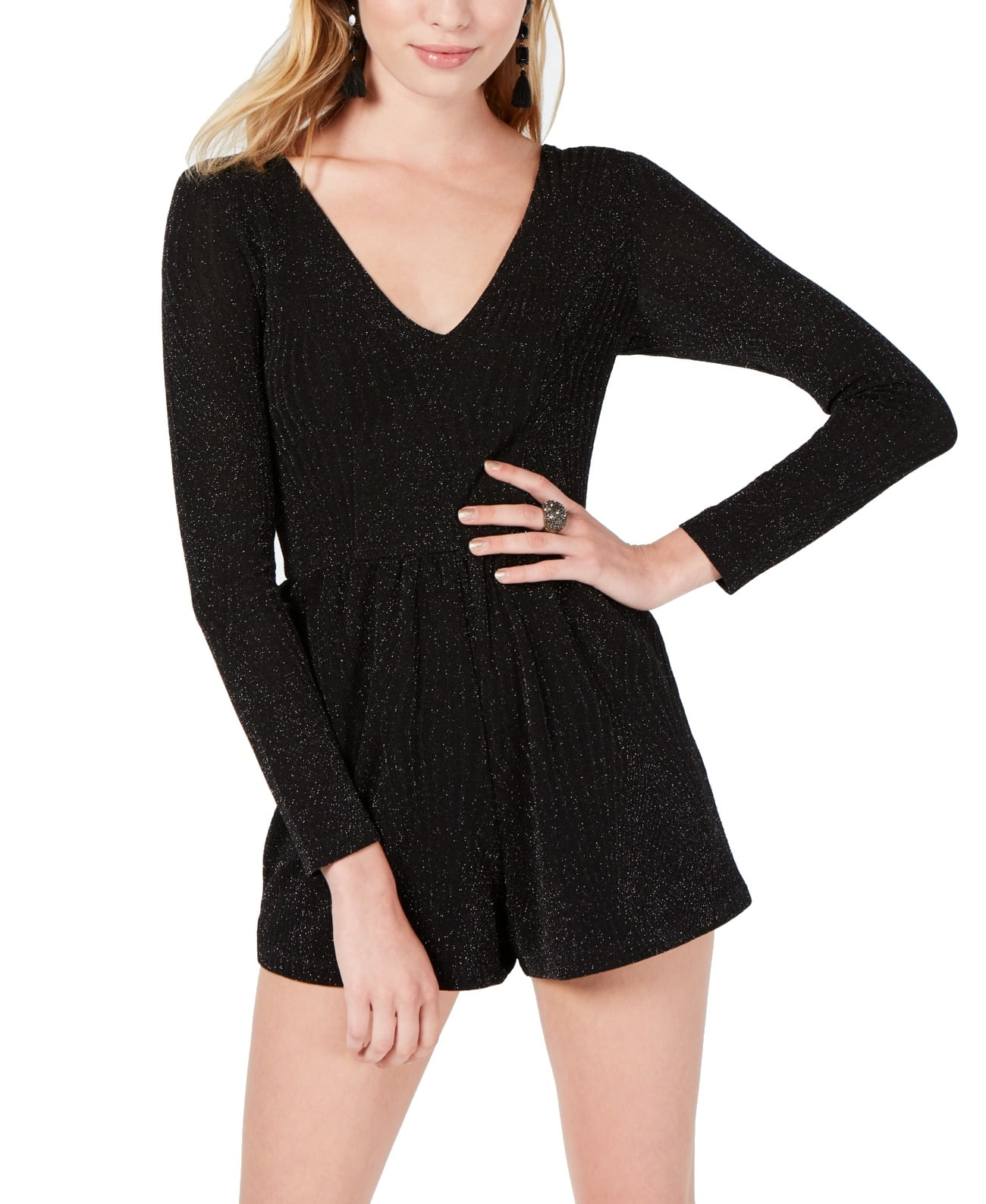 Trixxi Romper Junior Long Sleeve VNeck Shimmer Stretch XL Walmart