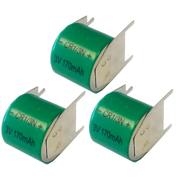 3x 3V 170mAh 3-Pin CMOS Lithium Battery Compatible with CR1/3N-FT1, COMP-15-3