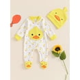 thumbnail image 2 of Suealasg Newborn Infant Baby Boy Girl Animal Romper 3 6 Months  Long Sleeve Round Neck Duck Full Length Jumpsuit Hat One Piece Bodysuit Outfits, 2 of 8