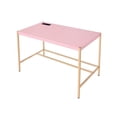 thumbnail image 2 of Hassch Modern Small Writing Desk Computer Table with Built-in USB Port & Plug Gold Frame Dressing Table, Pink, 2 of 6