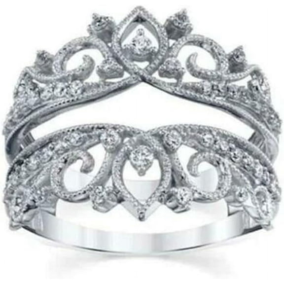 Dreamofdazzles Jewels 2.25 Ct Round Cut White Diamond Engagement Christmas Thanksgiving Enhancer Guard Wrap Ring 14K White Gold Plated 925 Sterling Silver For Women's -4.5