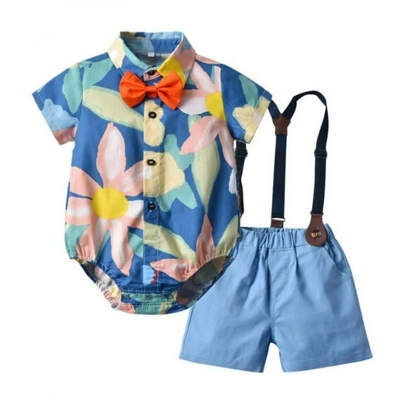 XBASW Baby Summer Brother and Sister Matching Outfits Toddler Boys Gentleman Jumpsuit Suits Infant Girls Dresses 3M-5T