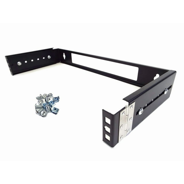 CNAweb 1U 19-Inch Hinged Extendable Wall Mount Bracket Network Equipment Rack - Black