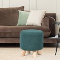 thumbnail image 6 of Homebeez Round Ottoman Foot Rest Stool with Wood Legs,Small Comfy Footstool,Blue, 6 of 6