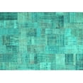 thumbnail image 1 of Ahgly Company Machine Washable Indoor Rectangle Patchwork Turquoise Blue Transitional Area Rugs, 7' x 9', 1 of 4