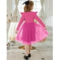 thumbnail image 4 of Oudiya Toddler Tutu Dresses Girls Long Sleeve Ruffle Fall Winter Holiday Star Sequin Tulle Dress 2-6Y, 4 of 6