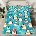 thumbnail image 2 of Manfei Cartoon Funny Penguin Twin Sheet Sets, Christmas Snowflake Twin Fitted Sheet, Kawaii Wildlife Animal Flat Sheet, Luxury Bedroom Decor, 3 Pieces, 2 of 7