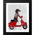 thumbnail image 2 of Fab Funky 20x24 Black Modern Framed Museum Art Print Titled - Dachshund on a Moped, 2 of 5