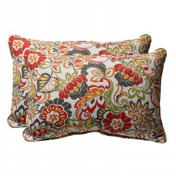 Pillow Perfect Décoratif Moderne Floral Grand Rectangle Lancer Oreiller, 24-1/2"L x 16-1/2"L x 5"J, Multicolore