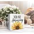thumbnail image 3 of Zomyto 5"x5" You are Amazing Sunflower Wood Box Sign Desk Decor，Inspirational Quotes Wooden Block Box Sign, 3 of 6