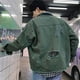 thumbnail image 5 of Chaqueta vaquera negra con botón de agujero para hombre, chaqueta vaquera rasgada para hombre, otoño, verde, invierno, 2024, moda japonesa, precio bajo, Joker Elatic, 5 of 5
