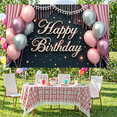 thumbnail image 5 of Pink Balloons Banner Gold Glitter Birthday Party Display Sparkling Stars Pink Curtain Party Backdrop for Birthday Party Indoor Decoration Photo Backdrop, 5 of 9