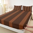 thumbnail image 5 of Castle Fairy Mid Century Thin Vertical Stripe Queen Sheets 4 Pieces,Retro Wide Band Queen Sheet Sets,Coffee Black,1 Flat Sheet, 1 Fitted Sheet and 2 Pillowcases, 5 of 7