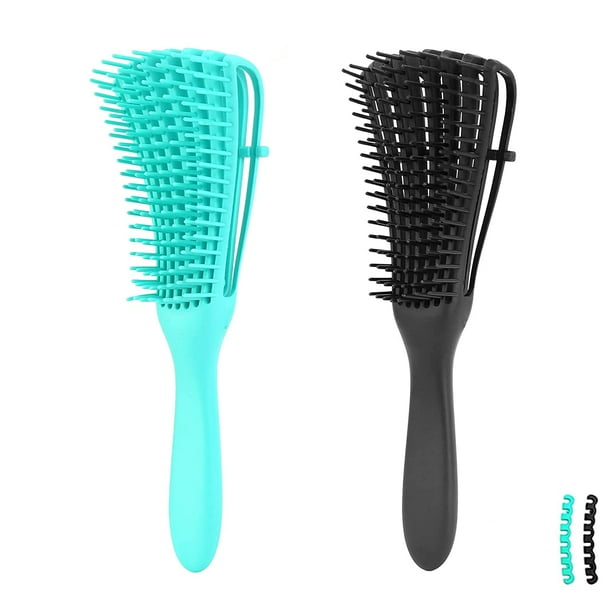 2 piezas de cepillo desenredante para cabello afroamericano/africano texturizado 3a a 4c rizado ondulado/rizado/espiral/húmedo/seco/aceite/cabello grueso/largo, desenredante de nudos fácil de limpiar