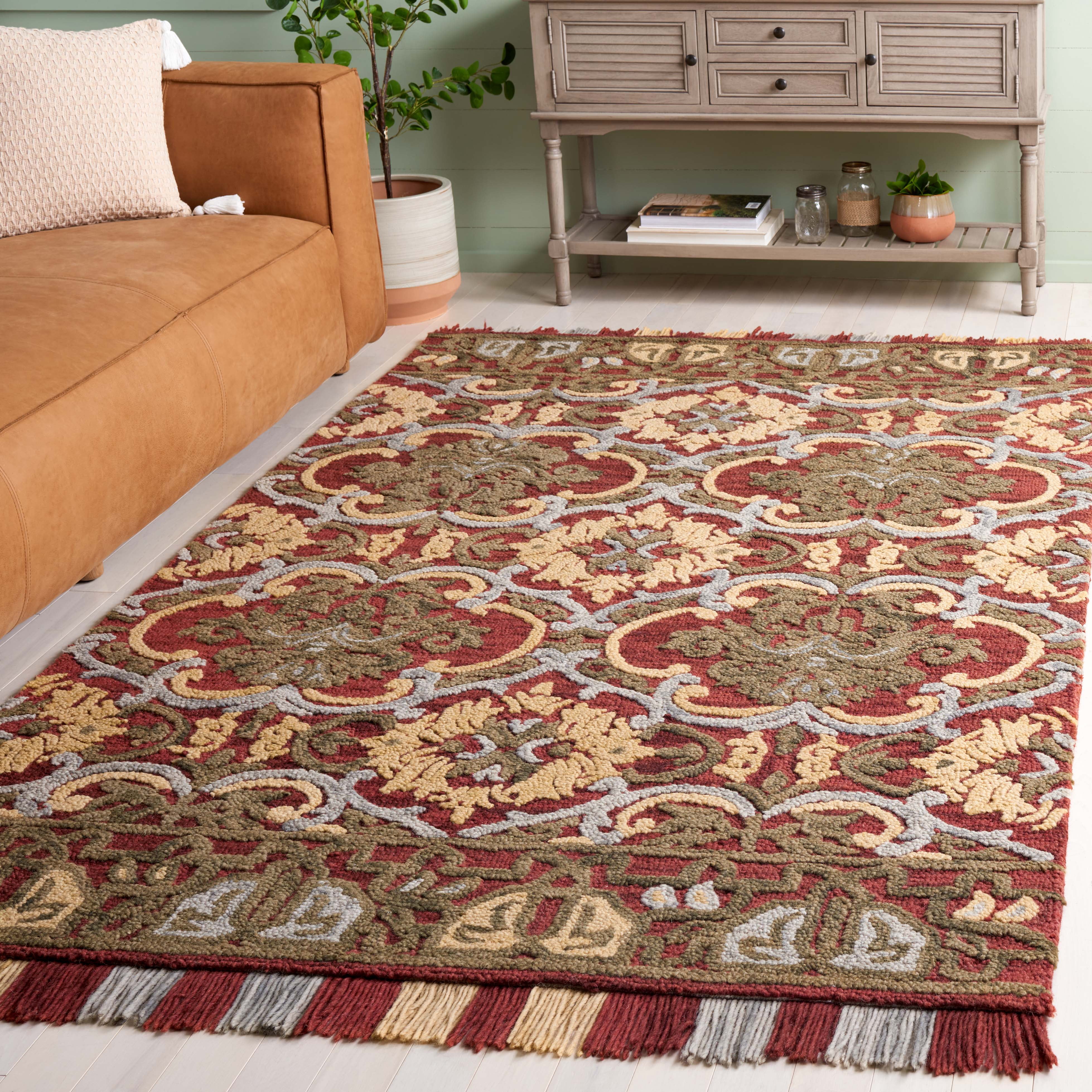 SAFAVIEH Blossom Abram Geometric Area Rug, Red/Gold, 5' x 8'
