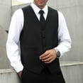thumbnail image 3 of 3PC Men's Solid Formal Suit Vest Waistcoat Tuxedo Dress Vest Necktie Handkerchief Set Suit Wedding, 3 of 8