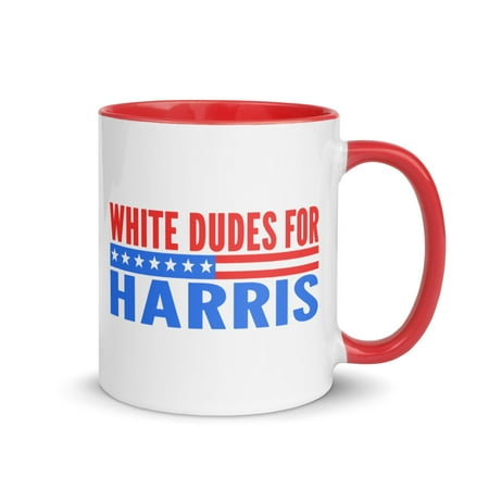 

Kamala Harris Supporter 2024 Mug with Color Inside White Dudes For Harris (Red 11 oz)