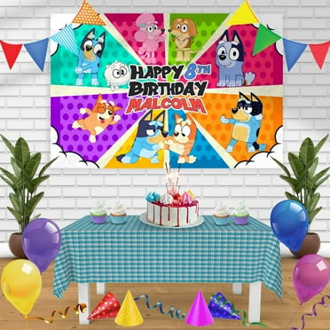 Bluey Bingo Color Kids Birthday Banner Personalized Party Backdrop Decoration 60 x 44 Inches